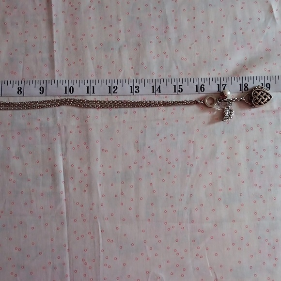 Brighton Long Silver Tone Double Chain Drop Charm Pendant Necklace - Picture 8 of 9